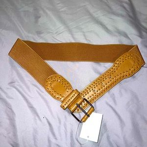 Tan Elastic Wide Stretch Belt